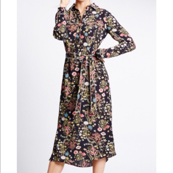 marks and spencer black floral dress